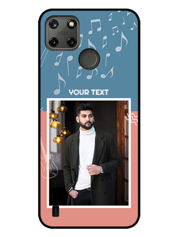 Custom Realme C21Y Photo Printing on Glass Case - with Color Musical Note Design