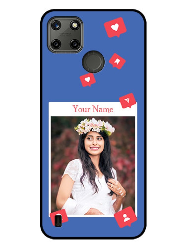 Custom Realme C21Y Custom Glass Phone Case - Like Share And Comment Design