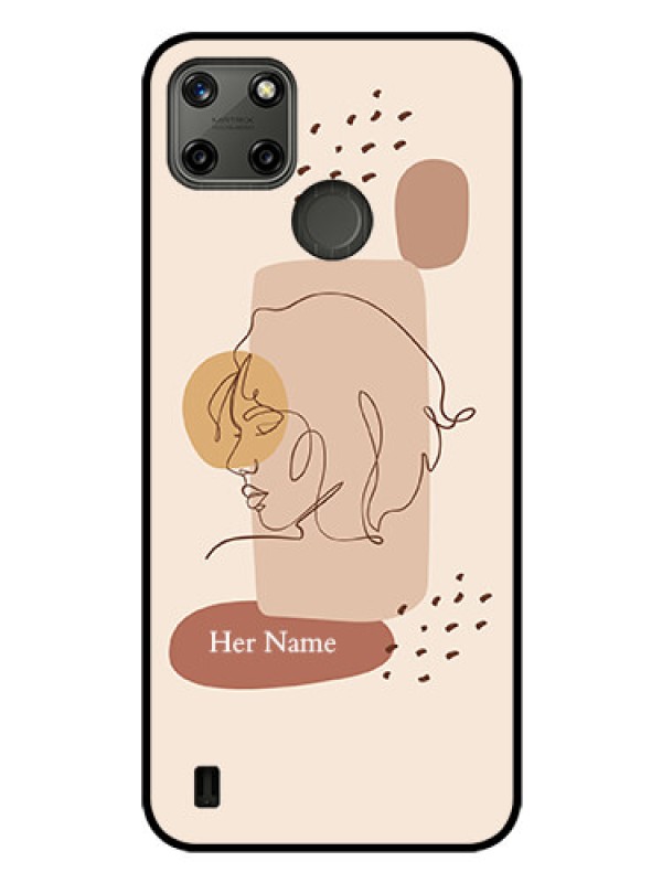 Custom Realme C21Y Photo Printing on Glass Case - Calm Woman line art Design
