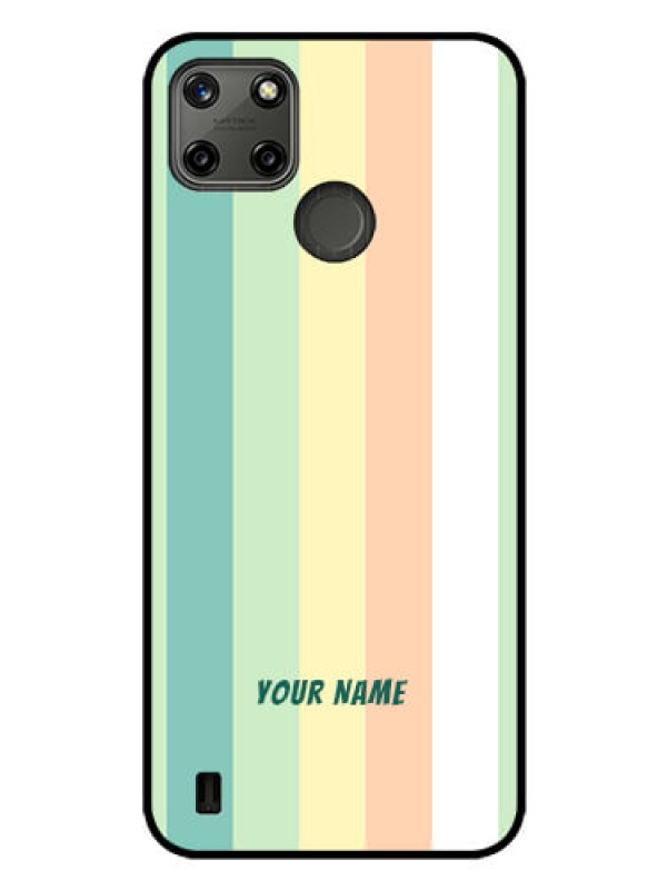 Custom Realme C21Y Photo Printing on Glass Case - Multi-colour Stripes Design