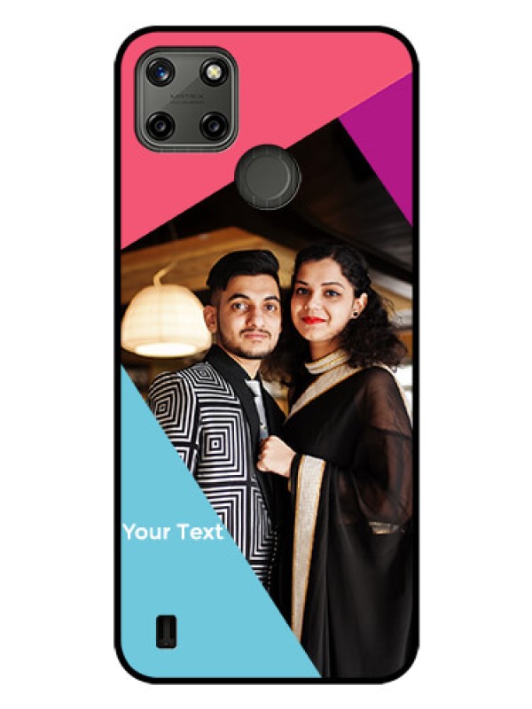 Custom Realme C21Y Custom Glass Mobile Case - Stacked Triple colour Design