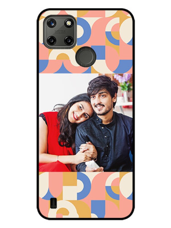 Custom Realme C21Y Photo Printing on Glass Case - Semi-circle Maze Pattern Design