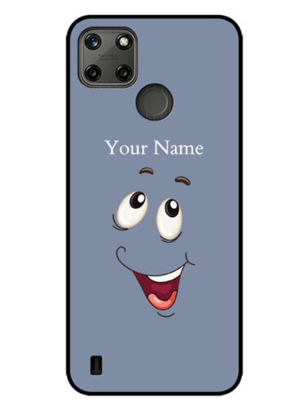 Custom Realme C21Y Photo Printing on Glass Case - Laughing Cartoon Face Design