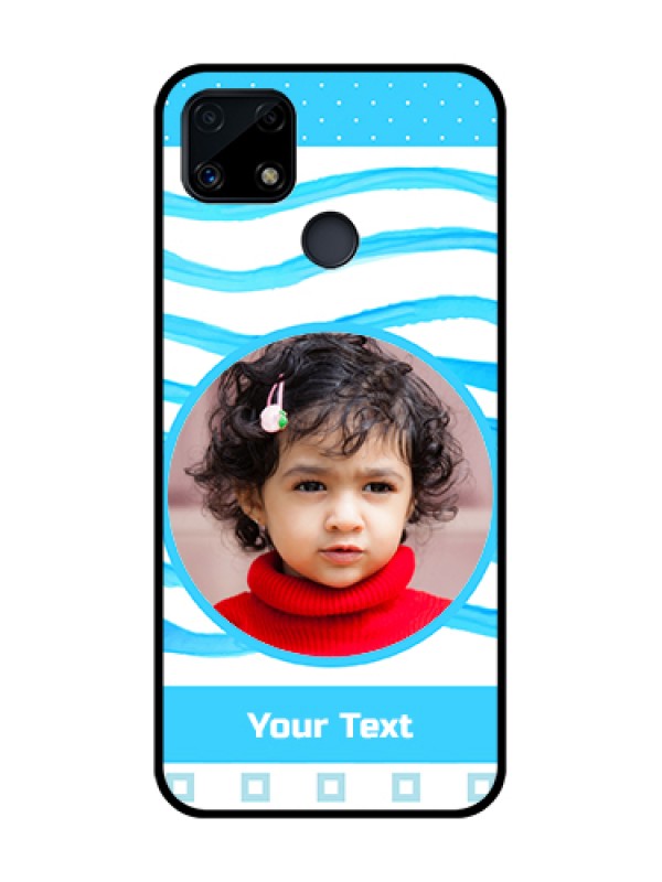 Custom Realme C25 Custom Glass Phone Case  - Simple Blue Case Design