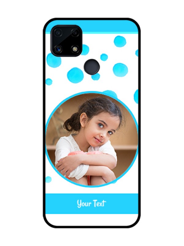 Custom Realme C25 Photo Printing on Glass Case  - Blue Bubbles Pattern Design