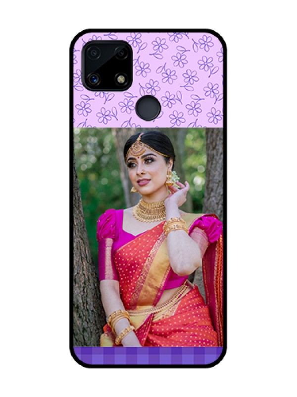 Custom Realme C25 Custom Glass Phone Case  - Purple Floral Design