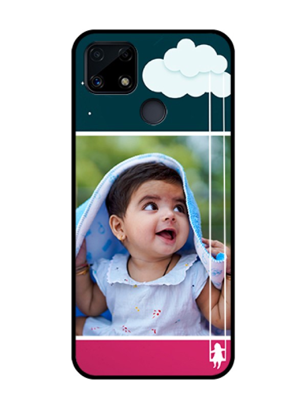 Custom Realme C25 Custom Glass Phone Case  - Cute Girl with Cloud Design