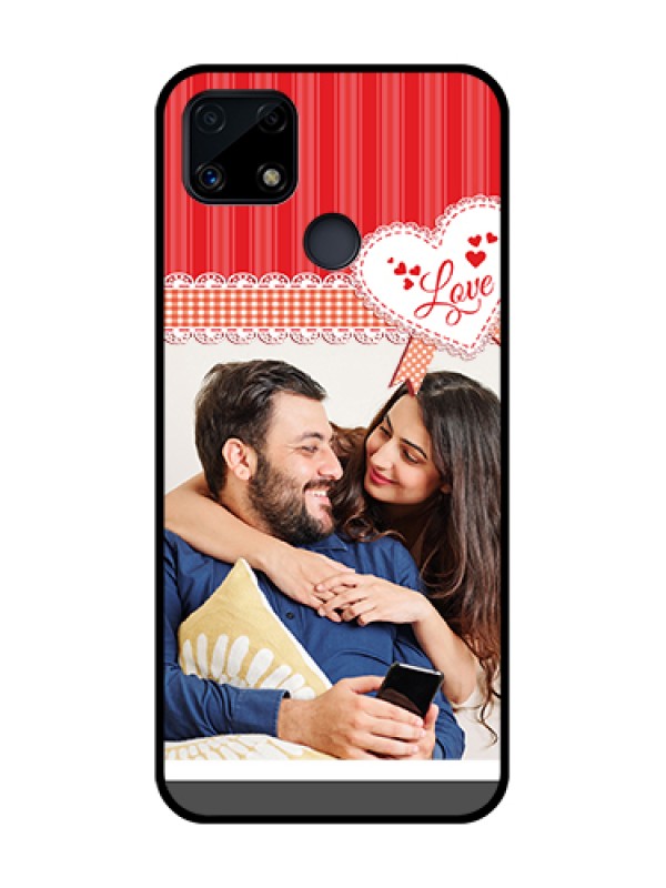 Custom Realme C25 Custom Glass Mobile Case  - Red Love Pattern Design
