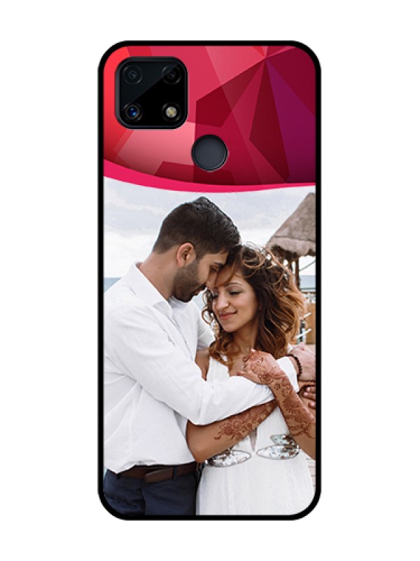 Custom Realme C25 Custom Glass Mobile Case  - Red Abstract Design