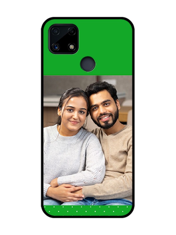 Custom Realme C25 Personalized Glass Phone Case  - Green Pattern Design