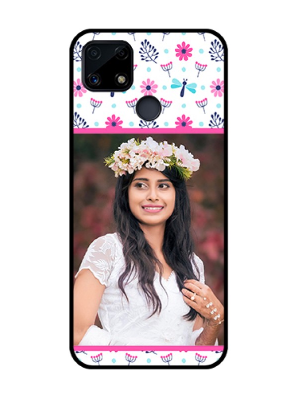Custom Realme C25 Photo Printing on Glass Case  - Colorful Flower Design