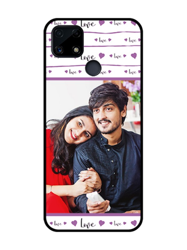 Custom Realme C25 Custom Glass Mobile Case  - Couples Heart Design