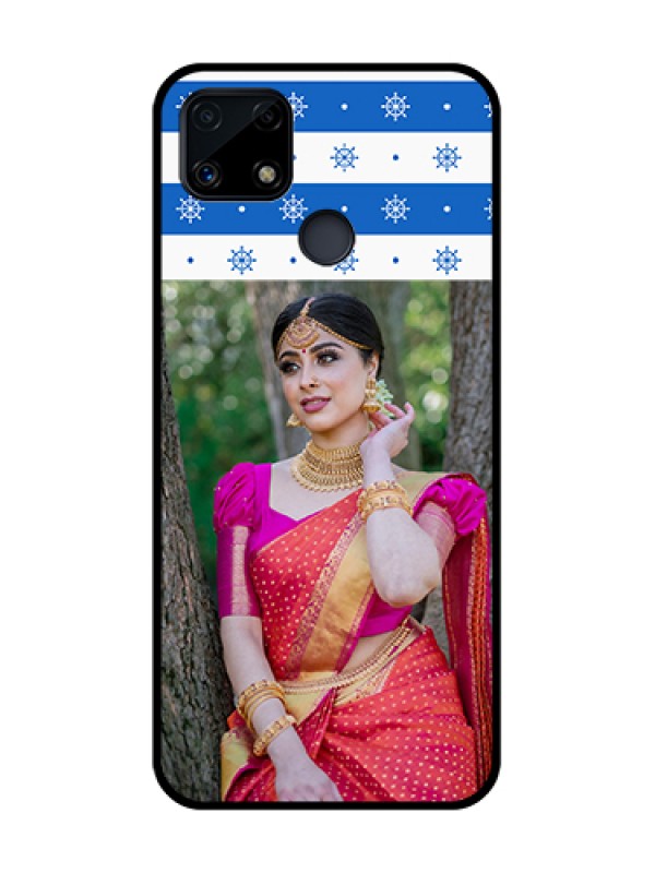 Custom Realme C25 Photo Printing on Glass Case  - Snow Pattern Design