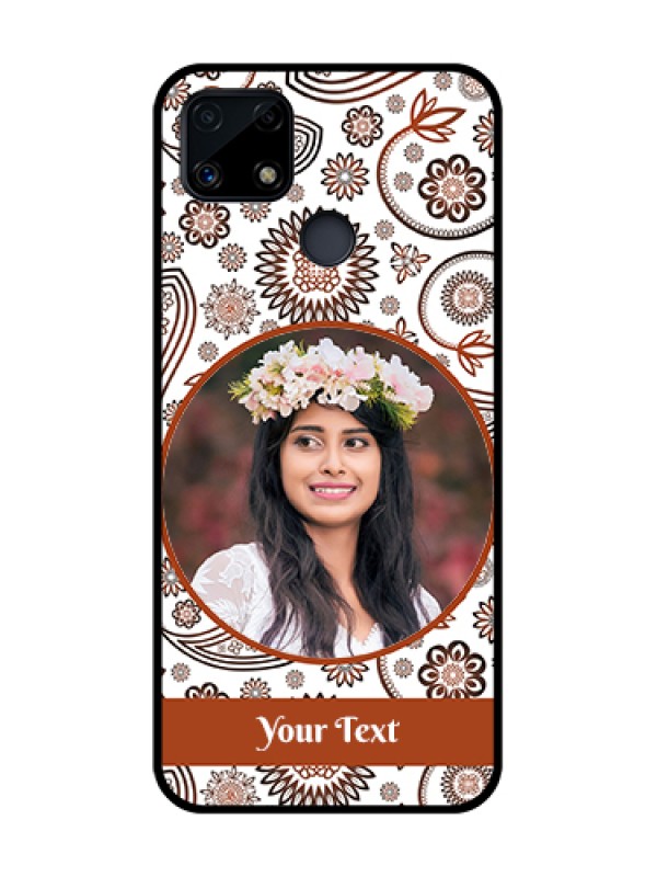 Custom Realme C25 Custom Glass Mobile Case  - Abstract Floral Design 