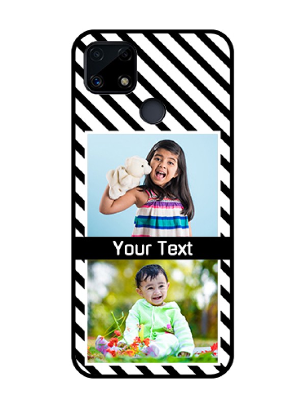 Custom Realme C25 Photo Printing on Glass Case  - Black And White Stripes Design