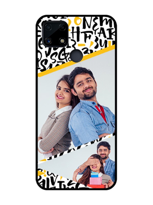 Custom Realme C25 Custom Glass Mobile Case  - Letters Pattern Design