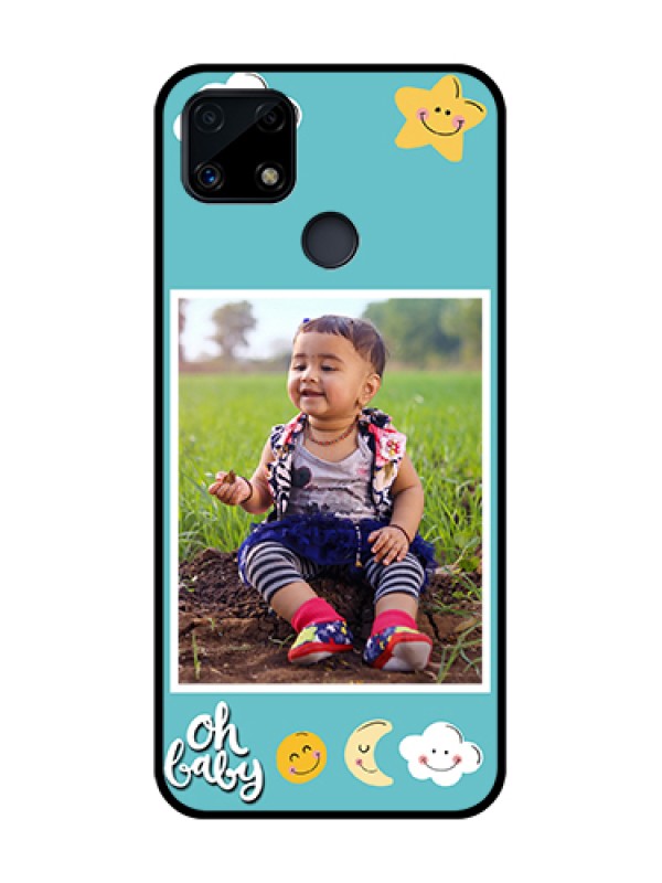 Custom Realme C25 Personalized Glass Phone Case  - Smiley Kids Stars Design