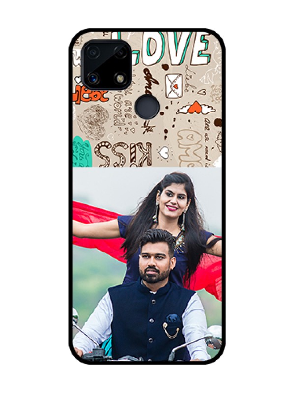 Custom Realme C25 Custom Glass Phone Case  - Love Doodle Pattern 