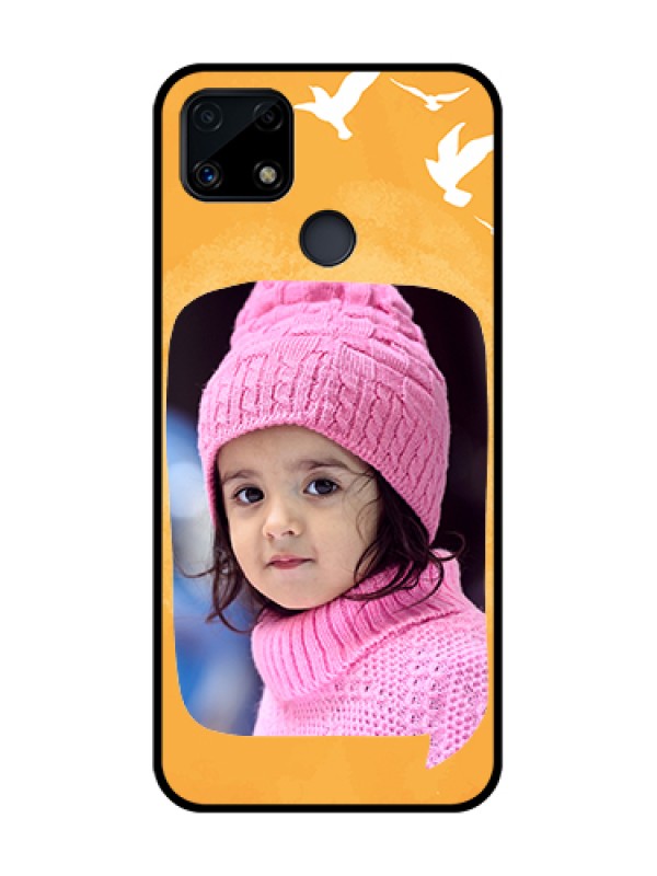 Custom Realme C25 Personalized Glass Phone Case  - Water Color Design with Bird Icons