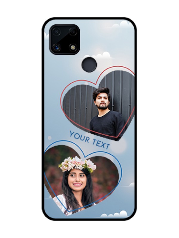 Custom Realme C25 Custom Glass Mobile Case  - Blue Color Couple Design 
