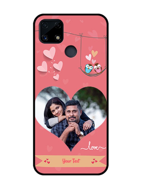 Custom Realme C25 Personalized Glass Phone Case  - Peach Color Love Design 