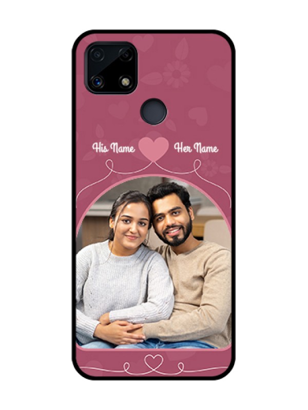 Custom Realme C25 Photo Printing on Glass Case  - Love Floral Design