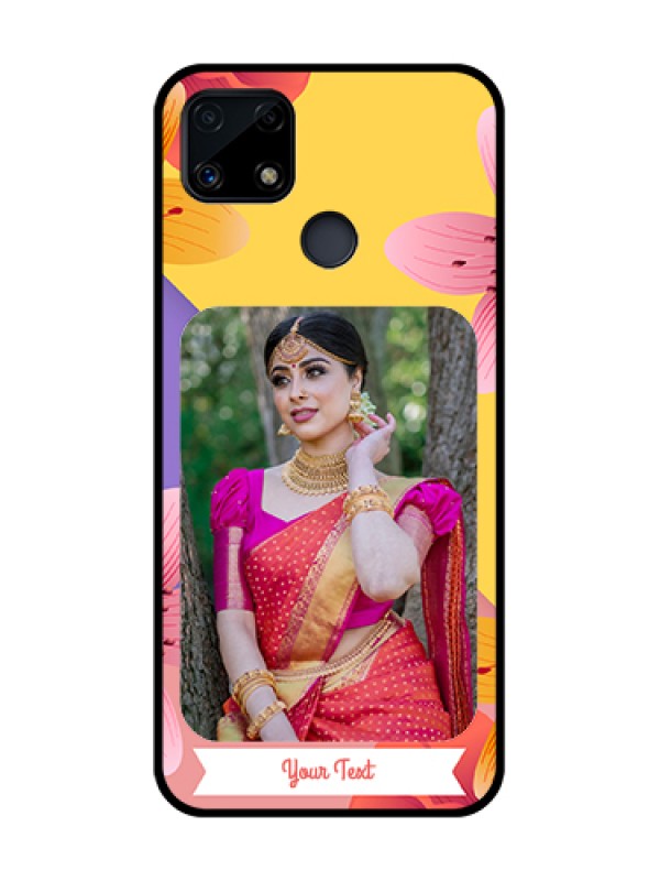 Custom Realme C25 Custom Glass Mobile Case  - 3 Image With Vintage Floral Design