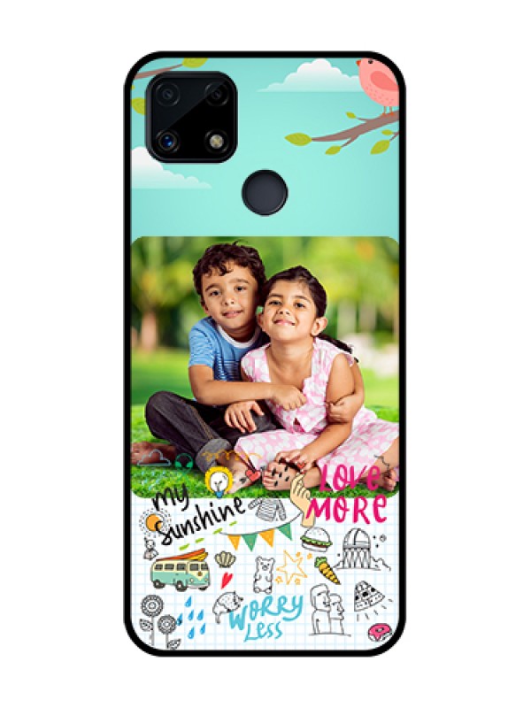 Custom Realme C25 Photo Printing on Glass Case  - Doodle love Design