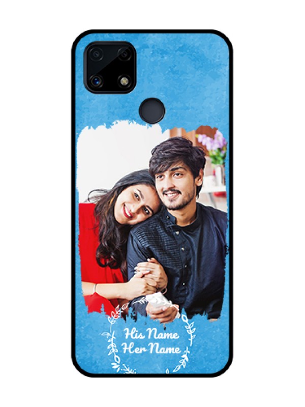 Custom Realme C25 Custom Glass Mobile Case  - Blue Color Vintage Design