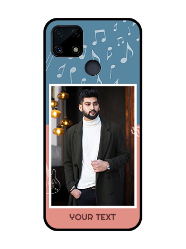 Custom Realme C25 Photo Printing on Glass Case  - with Color Musical Note Design