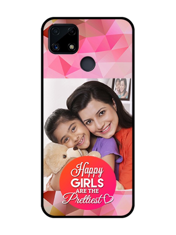 Custom Realme C25 Photo Printing on Glass Case  - Abstract Triangle Design