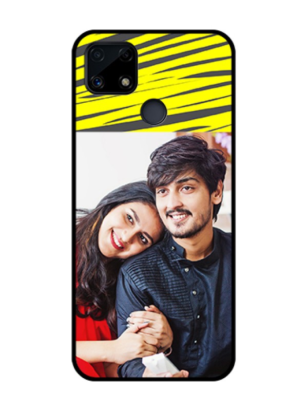 Custom Realme C25 Photo Printing on Glass Case  - Yellow Abstract Design