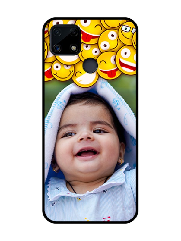 Custom Realme C25 Custom Glass Mobile Case  - with Smiley Emoji Design