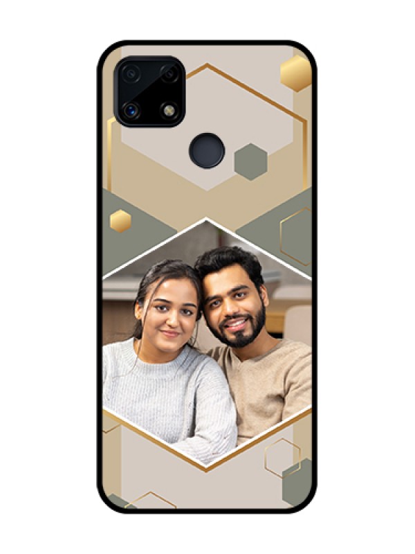 Custom Realme C25 Photo Printing on Glass Case - Stylish Hexagon Pattern Design
