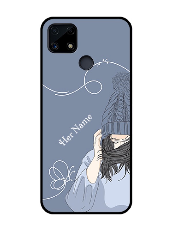 Custom Realme C25 Custom Glass Mobile Case - Girl in winter outfit Design