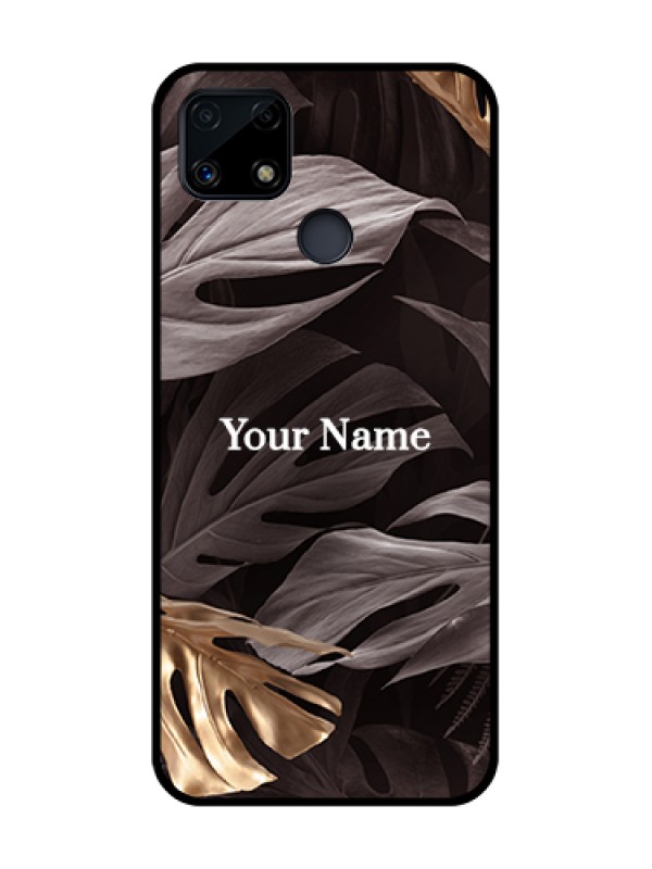 Custom Realme C25 Personalised Glass Phone Case - Wild Leaves digital paint Design