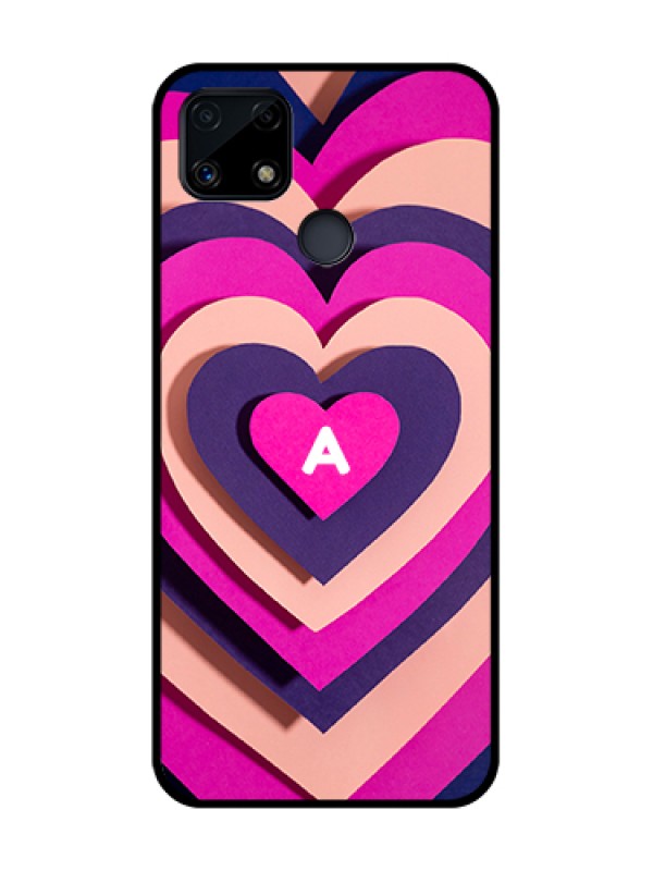Custom Realme C25 Custom Glass Mobile Case - Cute Heart Pattern Design