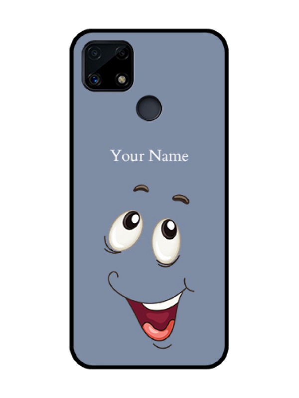 Custom Realme C25 Photo Printing on Glass Case - Laughing Cartoon Face Design