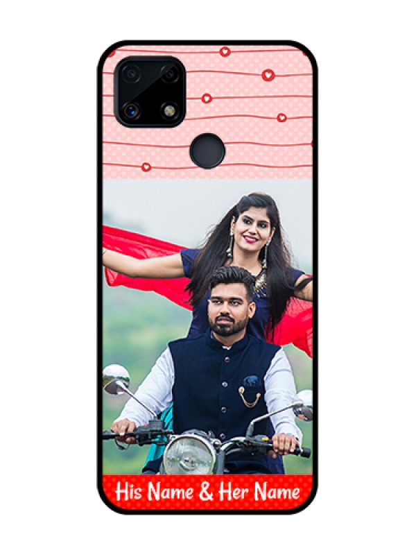 Custom Realme C25s Personalized Glass Phone Case - Red Pattern Case Design