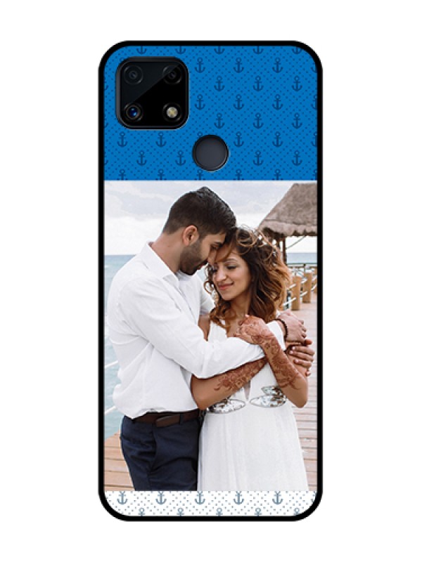 Custom Realme C25s Photo Printing on Glass Case - Blue Anchors Design