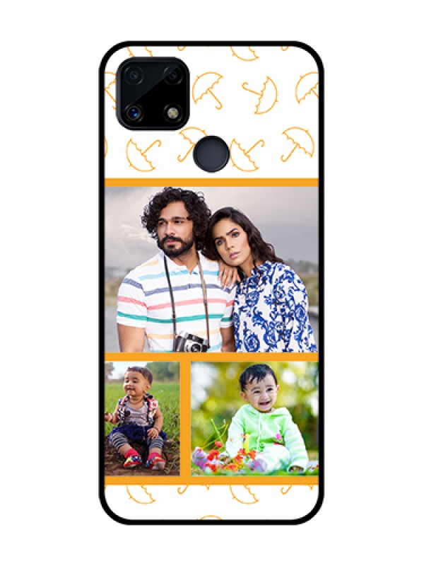 Custom Realme C25s Custom Glass Mobile Case - Yellow Pattern Design