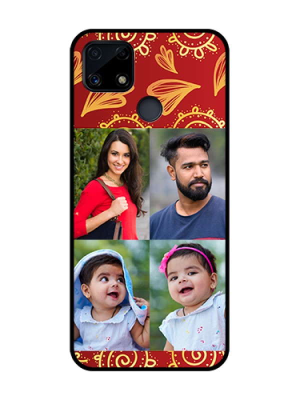 Custom Realme C25s Photo Printing on Glass Case - 4 Image Traditional Design