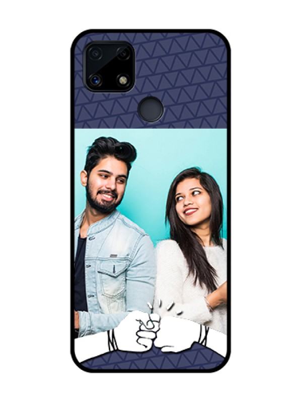 Custom Realme C25s Photo Printing on Glass Case - with Best Friends Design 