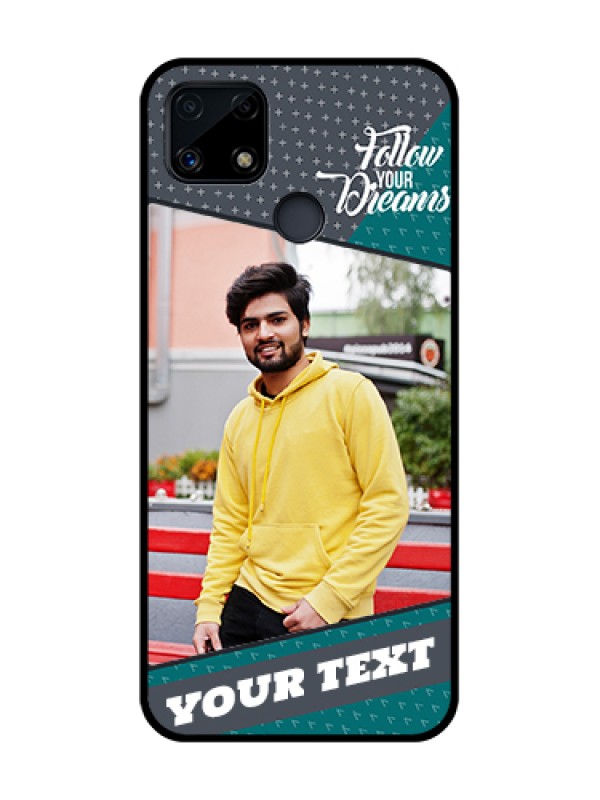 Custom Realme C25s Personalized Glass Phone Case - Background Pattern Design with Quote