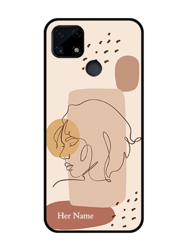Custom Realme C25s Photo Printing on Glass Case - Calm Woman line art Design