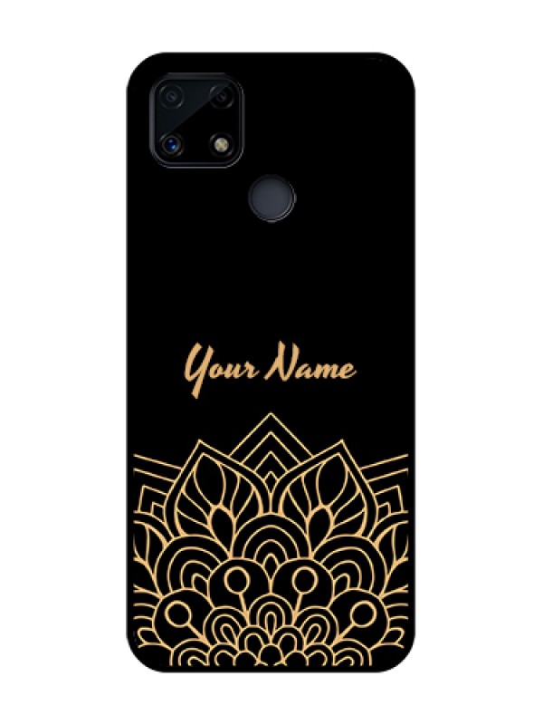 Custom Realme C25s Custom Glass Phone Case - Golden mandala Design