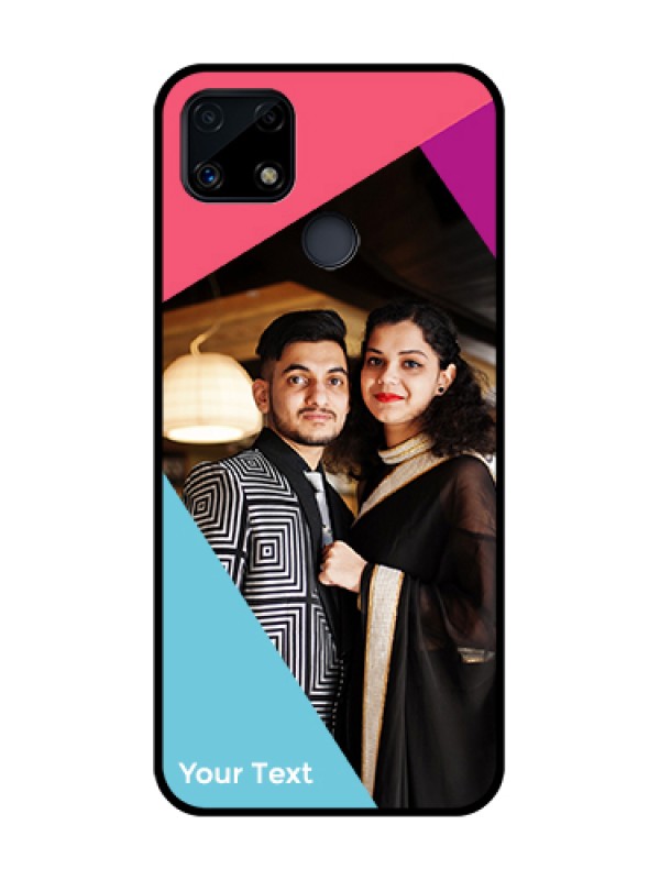 Custom Realme C25s Custom Glass Mobile Case - Stacked Triple colour Design