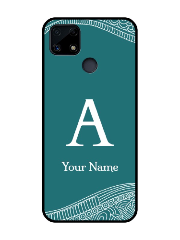Custom Realme C25s Personalized Glass Phone Case - line art pattern with custom name Design