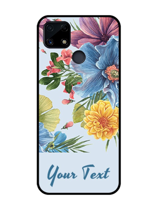 Custom Realme C25s Custom Glass Mobile Case - Stunning Watercolored Flowers Painting Design