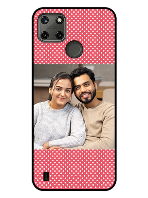 Custom Realme C25Y Custom Glass Phone Case - White Dotted Design